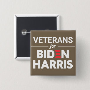 Veteranen voor Biden Harris Custom Text Brown Tan Vierkante Button 5,1 Cm