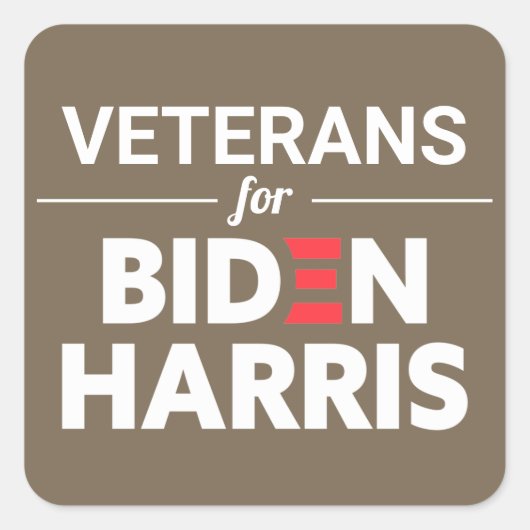 Veteranen voor Biden Harris Custom Text Brown Tan Vierkante Sticker (Voorkant)