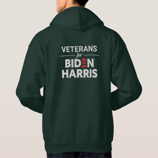 Veteranen voor Biden Harris Custom Text Green Hoodie (Achterkant)