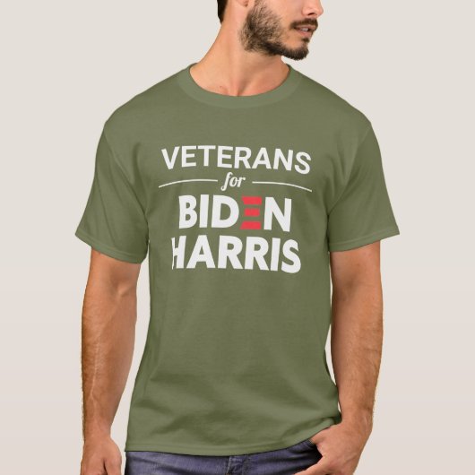 Veteranen voor Biden Harris Custom Text Green T-shirt (Voorkant)