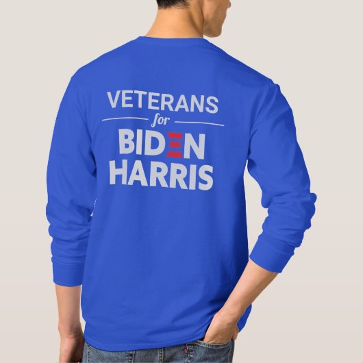 Veteranen voor Biden Harris Custom Text Royal Blue T-shirt (Achterkant)