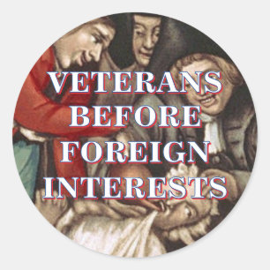Veteranen voor buitenlandse belangen ronde sticker