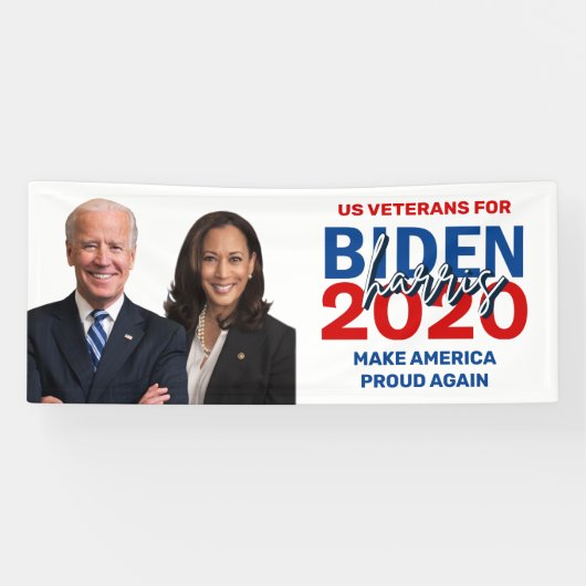 Veteranen voor de Verkiezingsbanner Biden Harris 2 Spandoek (Horizontaal)