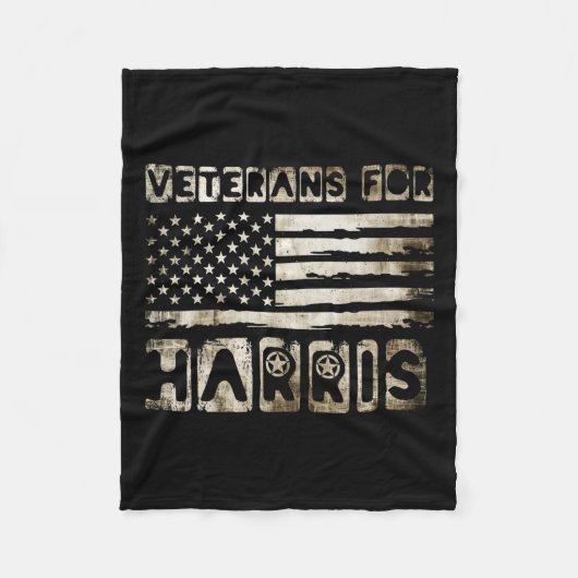  veteranen voor Harris 2024 Military Vets Kam Fleece Deken (Voorkant)