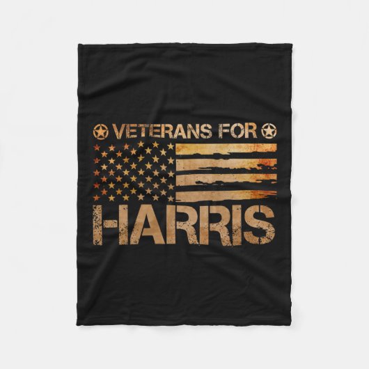 veteranen voor Harris 2024 Military Vets Kam Fleece Deken (Voorkant)