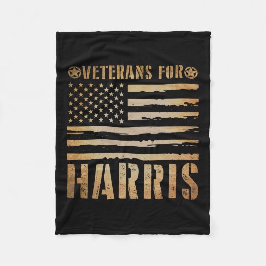  veteranen voor Harris 2024 Military Vets Kam Fleece Deken (Voorkant)