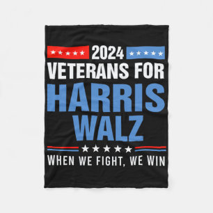 Veteranen voor Harris W 2024 presidentiële campagn Fleece Deken
