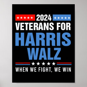 Veteranen voor Harris W 2024 presidentiële campagn Poster