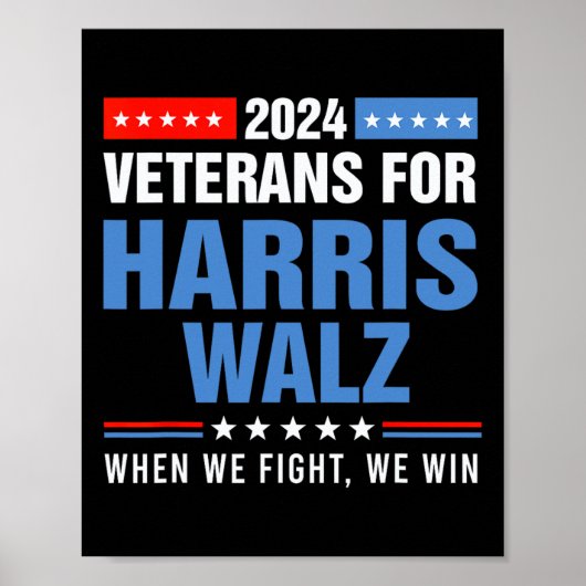Veteranen voor Harris W 2024 presidentiële campagn Poster (Voorkant)