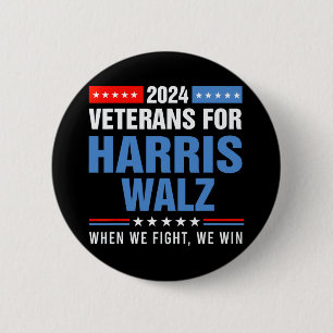 Veteranen voor Harris W 2024 presidentiële campagn Ronde Button 5,7 Cm