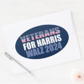 Veteranen voor Harris Walz 2024 Election Blue Ovale Sticker (Envelop)