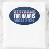 Veteranen voor Harris Walz 2024 Election Blue Ovale Sticker (Tas)