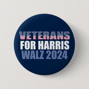 Veteranen voor Harris Walz 2024 Election Blue Ronde Button 5,7 Cm