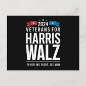 Veteranen voor Harris Walz 2024 Presidential Briefkaart (Voorkant)
