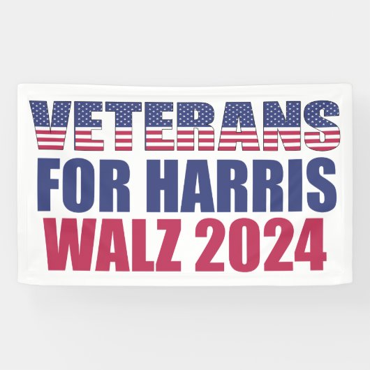 Veteranen voor Harris Walz 2024 Verkiezing Patriot Spandoek (Horizontaal)