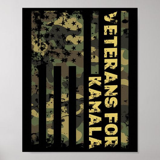 Veteranen voor Kamala Camouflage Amerikaanse vlag Poster (Voorkant)