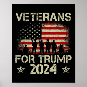 Veteranen voor Trump 2024 Amerikaanse vlag 4 juli Poster