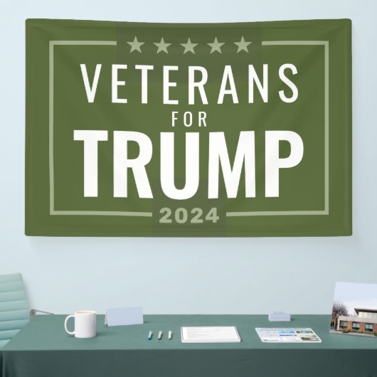Veteranen voor Trump 2024 - olijfgroen Spandoek (Beurs)
