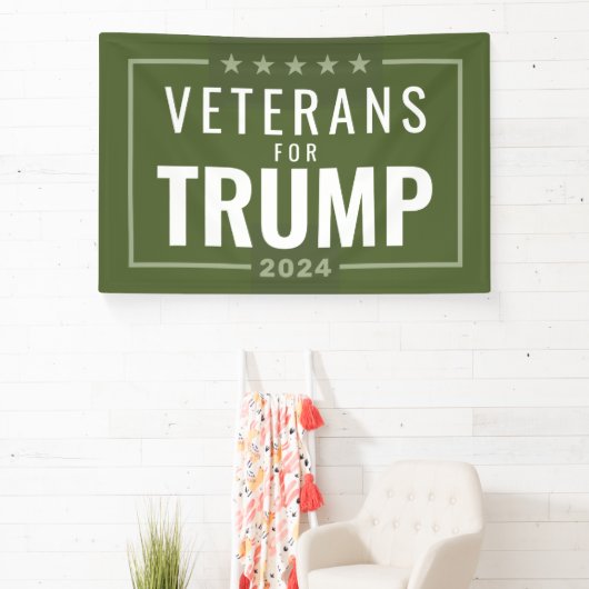Veteranen voor Trump 2024 - olijfgroen Spandoek (Insitu)