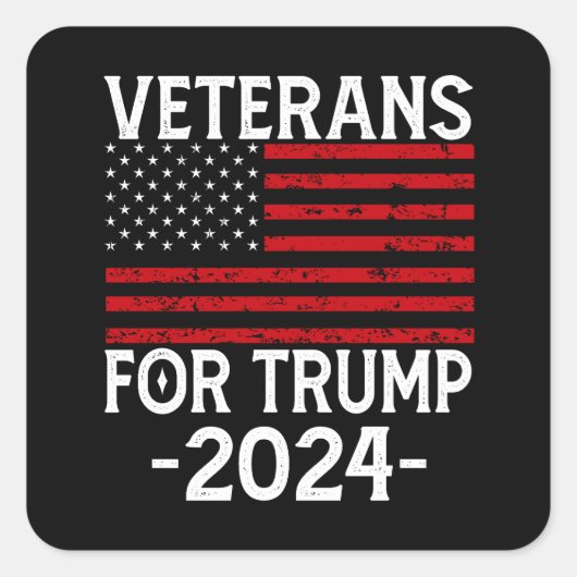 Veteranen voor Trump 2024 Pro Trump Vierkante Sticker (Voorkant)