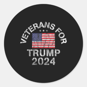 Veteranen voor Trump 2024 Ronde Sticker