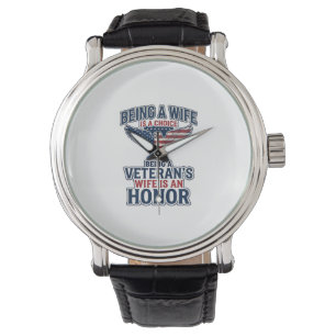 Veteranen Vrouw Eer Patriottische Adelaar Shirt Horloge