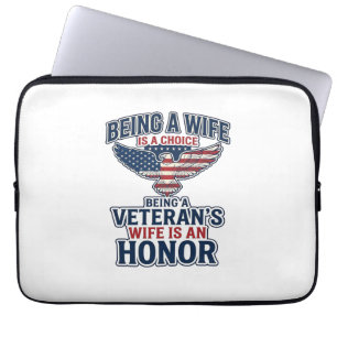 Veteranen Vrouw Eer Patriottische Adelaar Shirt Laptop Sleeve
