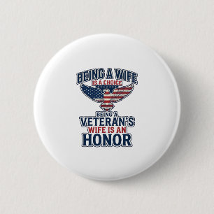 Veteranen Vrouw Eer Patriottische Adelaar Shirt Ronde Button 5,7 Cm