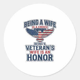 Veteranen Vrouw Eer Patriottische Adelaar Shirt Ronde Sticker