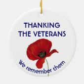 VETERANEN We herinneren ons hun papaver Keramisch Ornament (Achterkant)