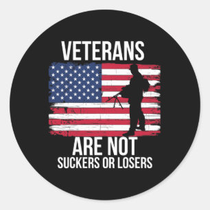 Veteranen zijn geen sukkels of verliezers Biden 20 Ronde Sticker