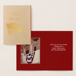 Veteranendag Bedankt Gold Foil Kaart