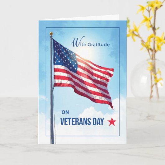 Veteranendag bedankt met Amerikaanse vlag Kaart (Gele Bloem)