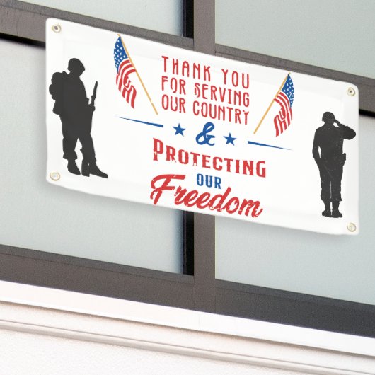 Veteranendag Bedankt voor uw dienst Patriottisch Spandoek (Buitenkant Gebouw)