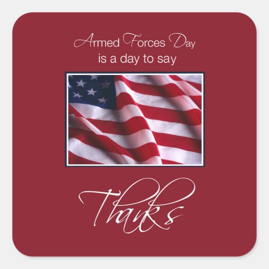 Veteranendag Dank je wel, Patriottische Amerikaans Vierkante Sticker (Voorkant)