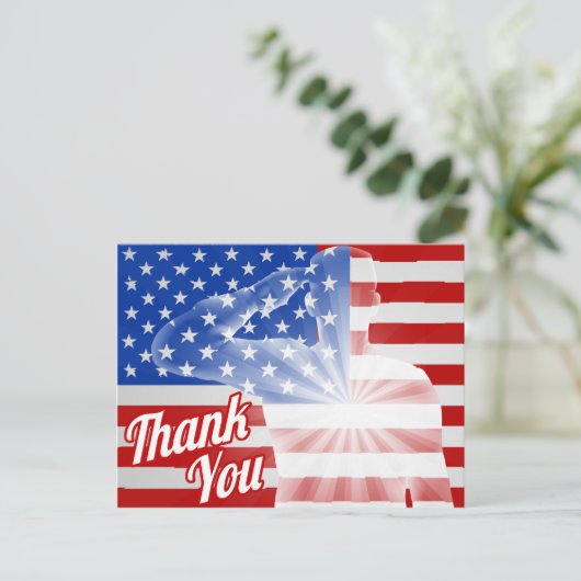 Veteranendag Dank u Amerikaanse vlag Briefkaart (Staand voorkant)