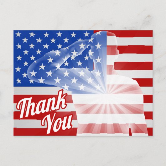 Veteranendag Dank u Amerikaanse vlag Briefkaart (Voorkant)