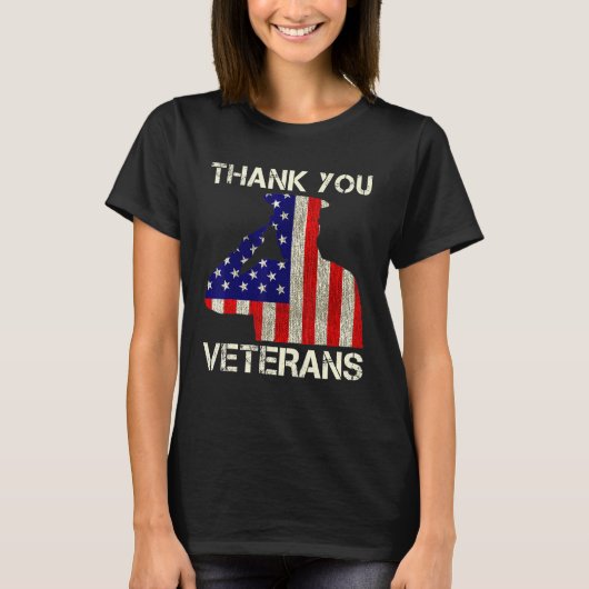 Veteranendag Dank u veteranen voor het patriottisc T-shirt (Voorkant)
