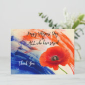 Veteranendag Flat Hartelijk dank Bedankkaart (Staand voorkant)