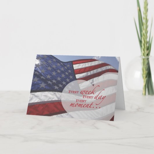 Veteranendag hart op vlag bedankkaart (Voorkant)