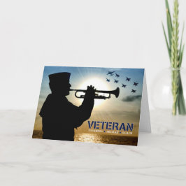 Veteranendag marinesailor veteraan Bugler en Jets Feestdagen Kaart