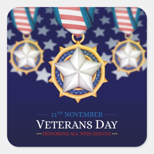 Veteranendag Vierkante Sticker (Voorkant)