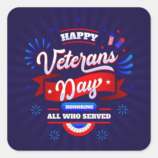 Veteranendag Vierkante Sticker (Voorkant)
