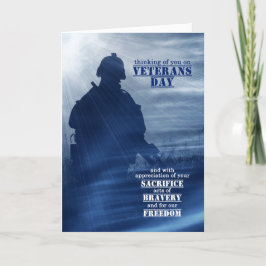 Veteranendagschaduwen van blauw met Soldaat Feestdagen Kaart