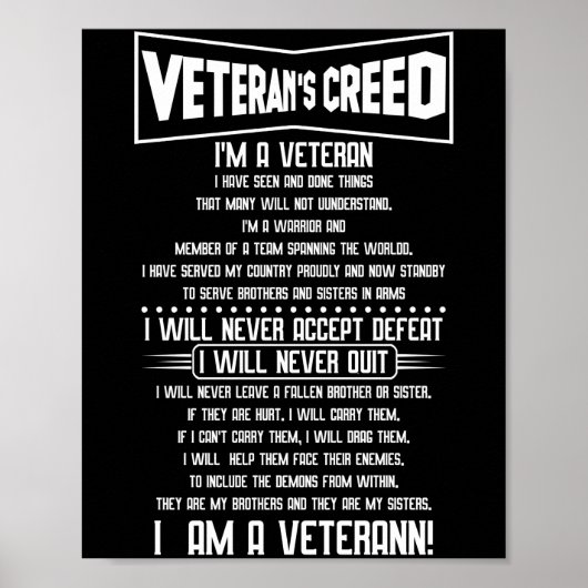 Veteranenkreet Ik ben een veteraan militair onafha Poster (Voorkant)