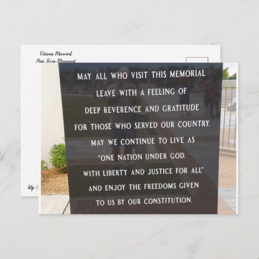 Veteranenmonument Briefkaart (Voorkant / Achterkant)