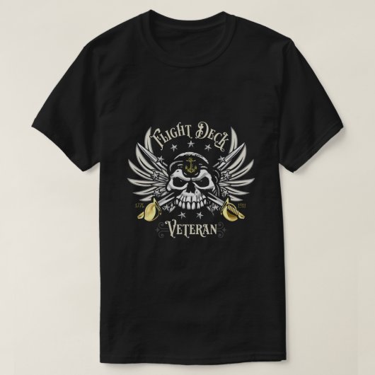 Veteranenschedelveteranenontwerp voor de scheepvaa t-shirt (Design voorkant)