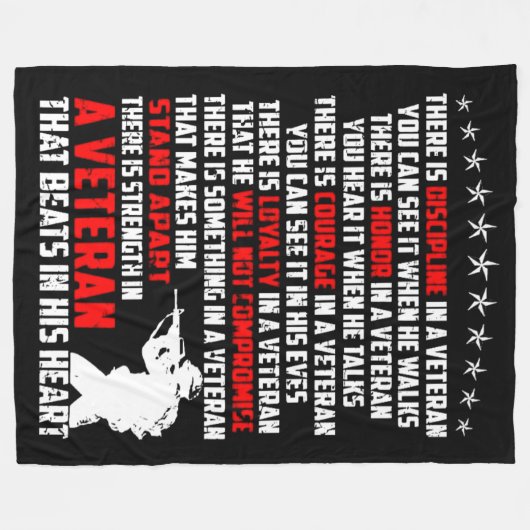VETERANMOTTO FLEECE DEKEN (Voorkant (Horizontaal))