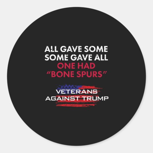 Veterans Anti-trump Draft Dodger Bone Spurs For Ve Ronde Sticker (Voorkant)