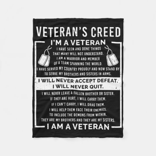 Veteran's Creed Patriot War Usa Oath Grandpa  Fleece Deken (Voorkant)
